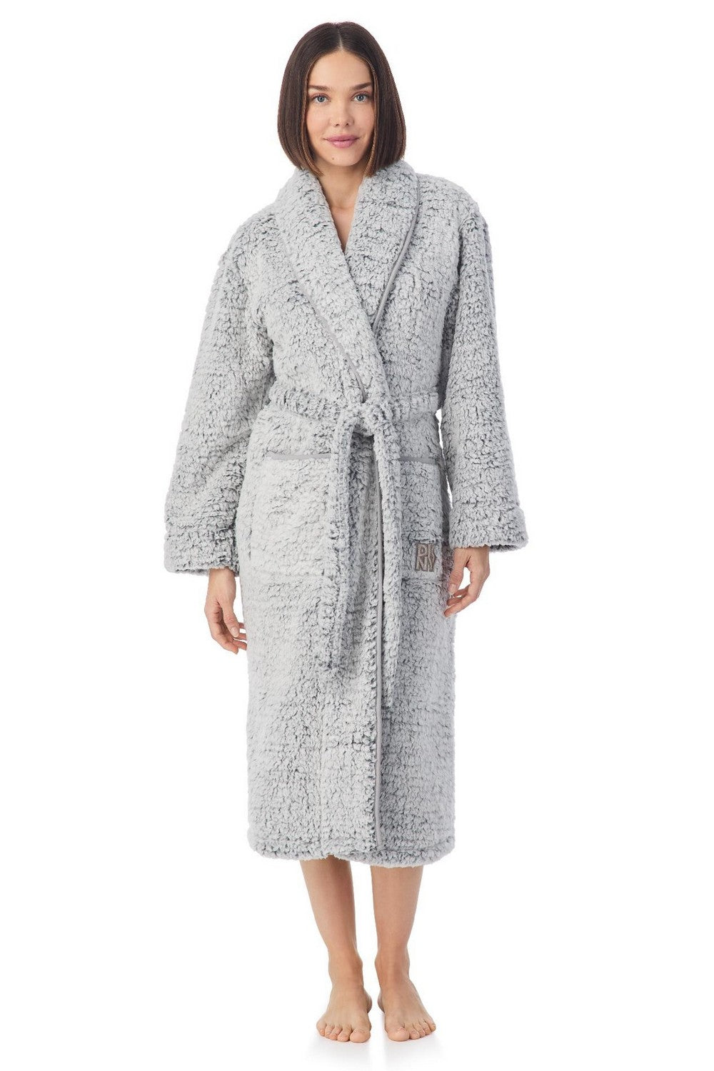 Довгий халат з поясом YI30065 grey