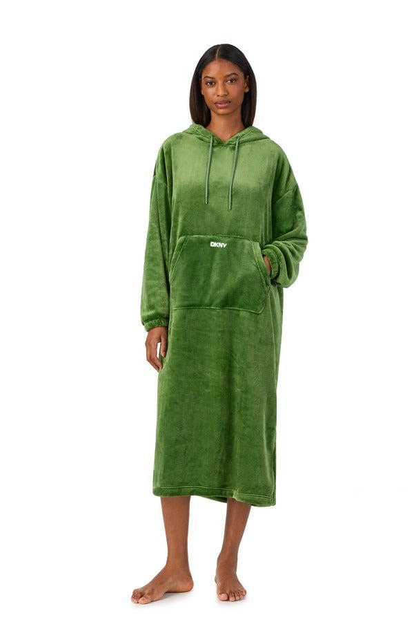 Длинная туника с капюшоном YI30077 green