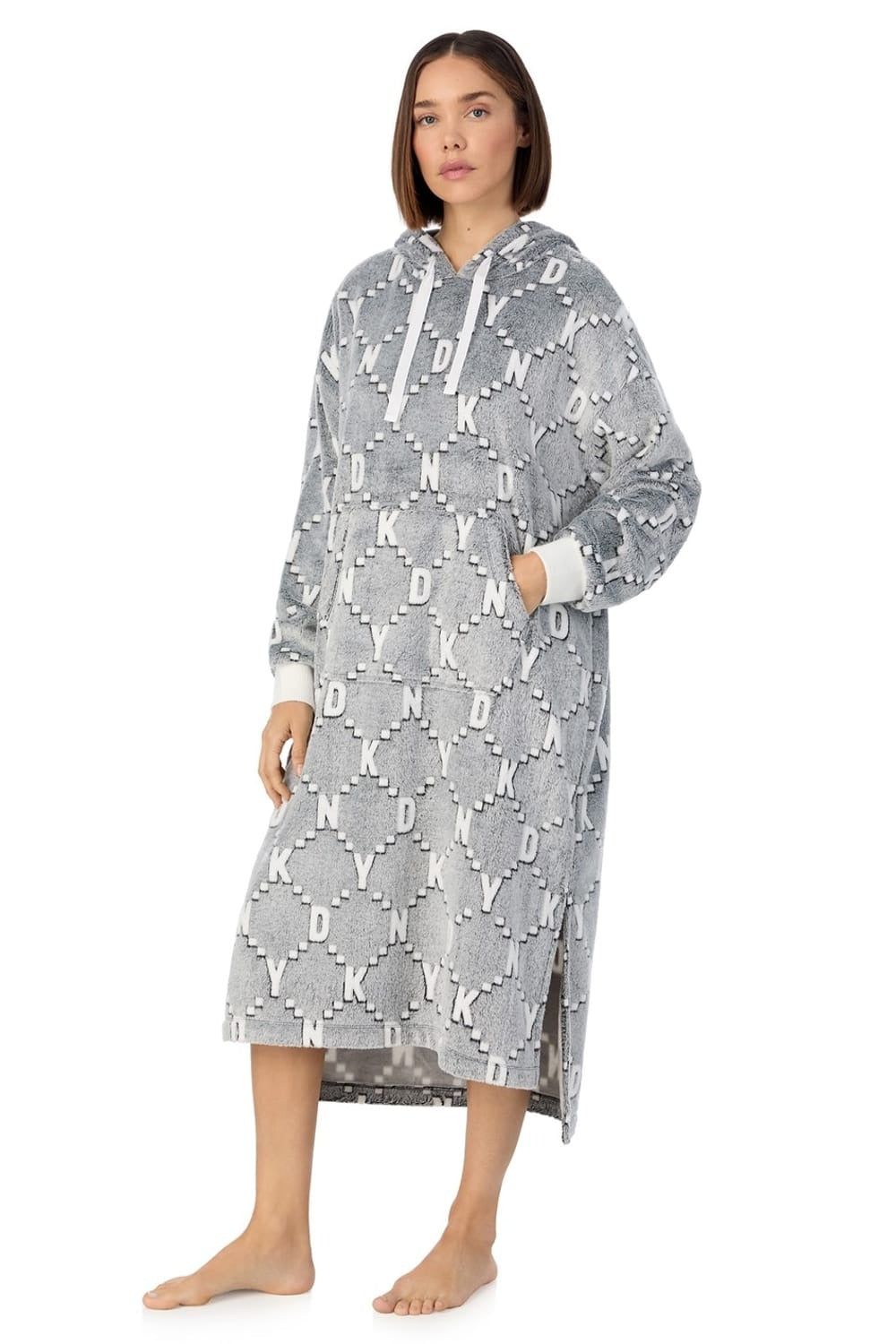 Домашняя туника с капюшоном YI80027 grey