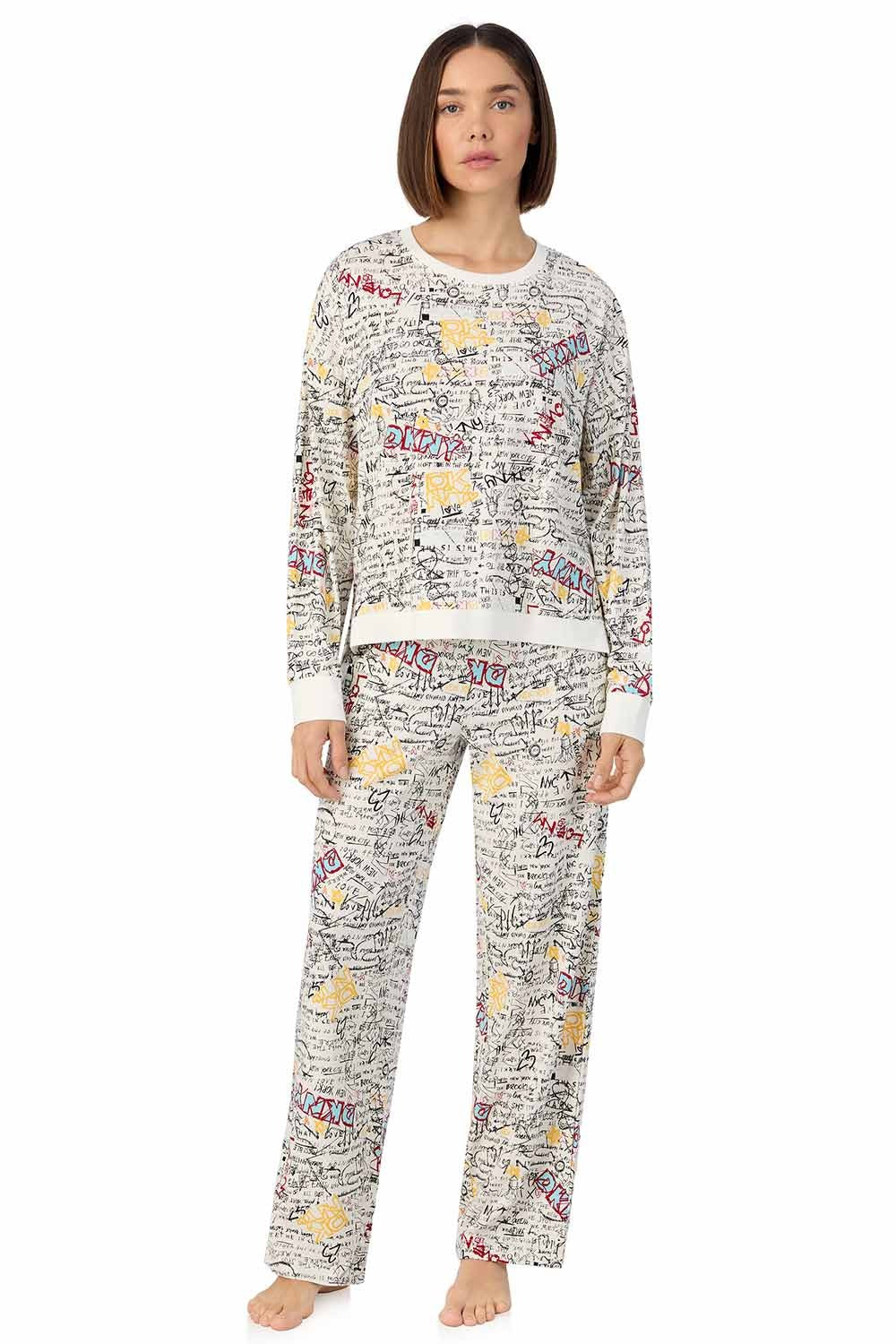 Хлопковая пижама с принтом YI80030 white