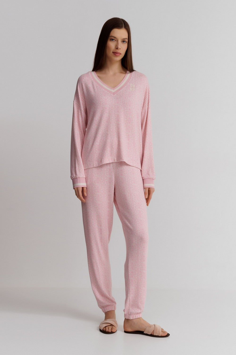 Пижама из вискозы с принтом YI90020 mauve