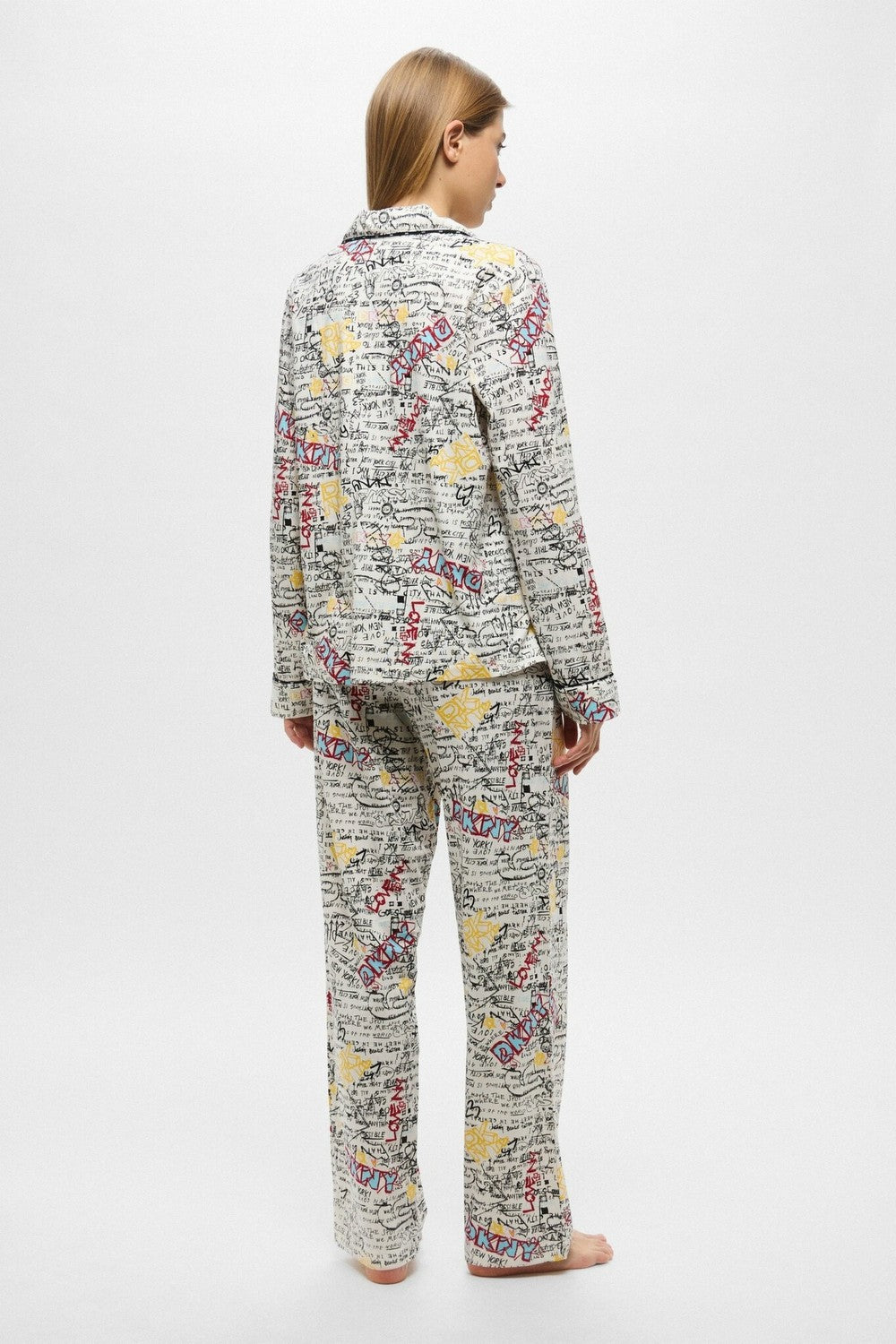 Бавовняна піжама з принтом YI90030 white