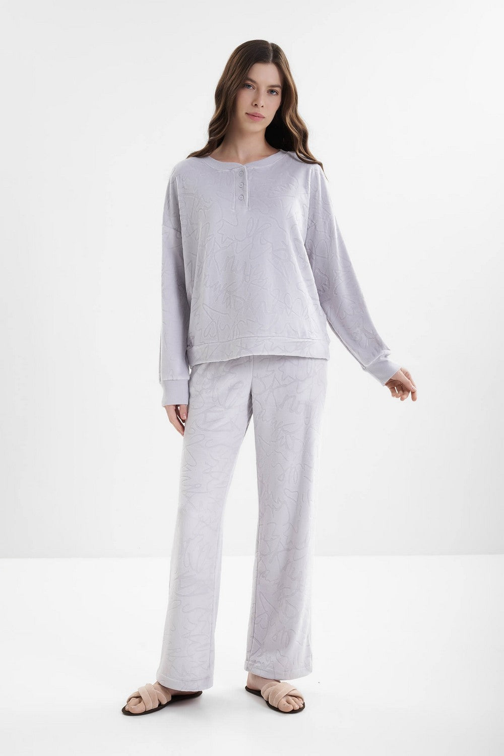 Домашній костюм із логотипом YI90082 grey