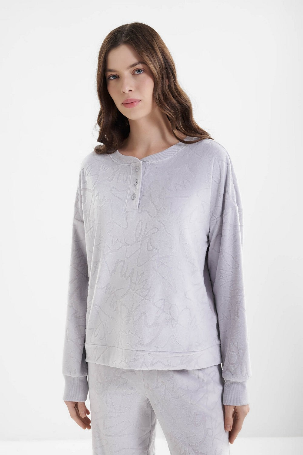 Домашній костюм з логотипом YI90082 grey