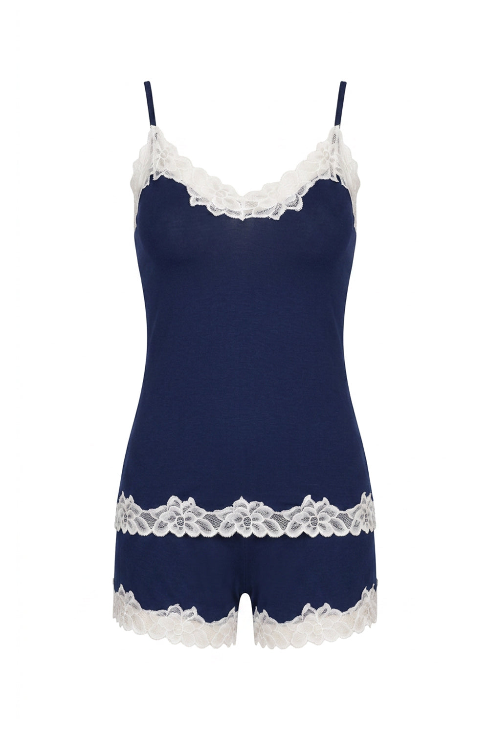 Пижама из вискозы с кружевной отделкой Aria blue