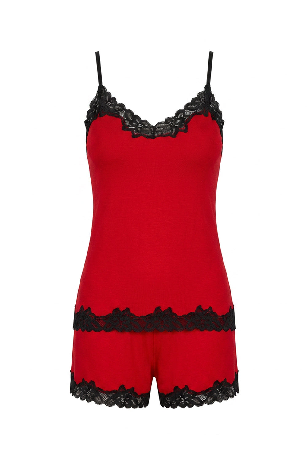 Пижама из вискозы с кружевной отделкой Aria red