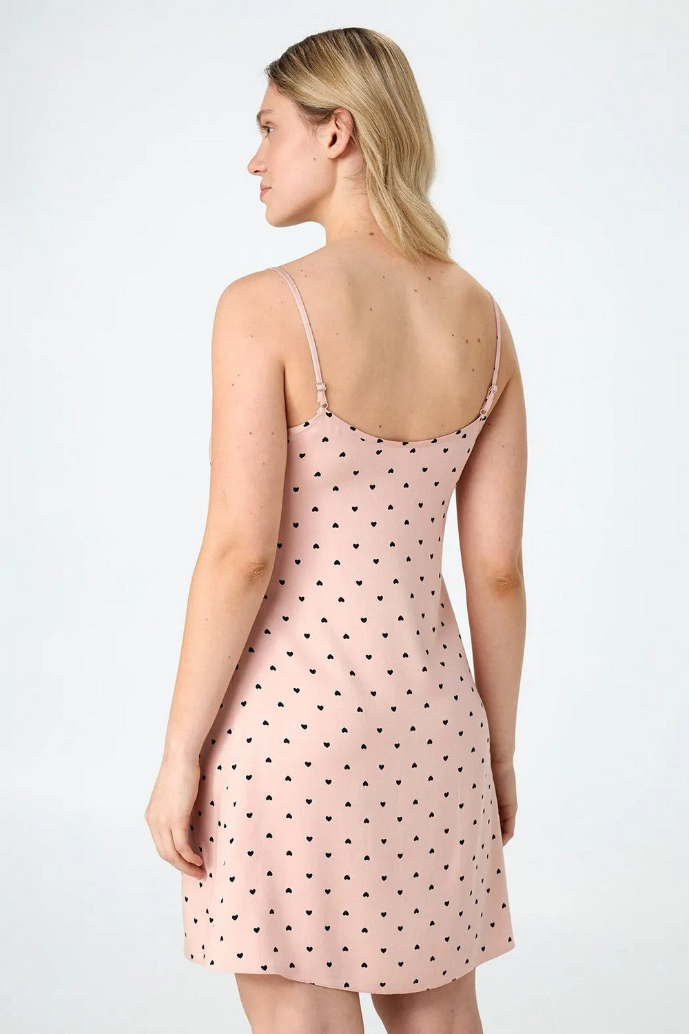 Нічна сорочка з сердечками LDB 128/15/01 Powder Love beige Ellen спина