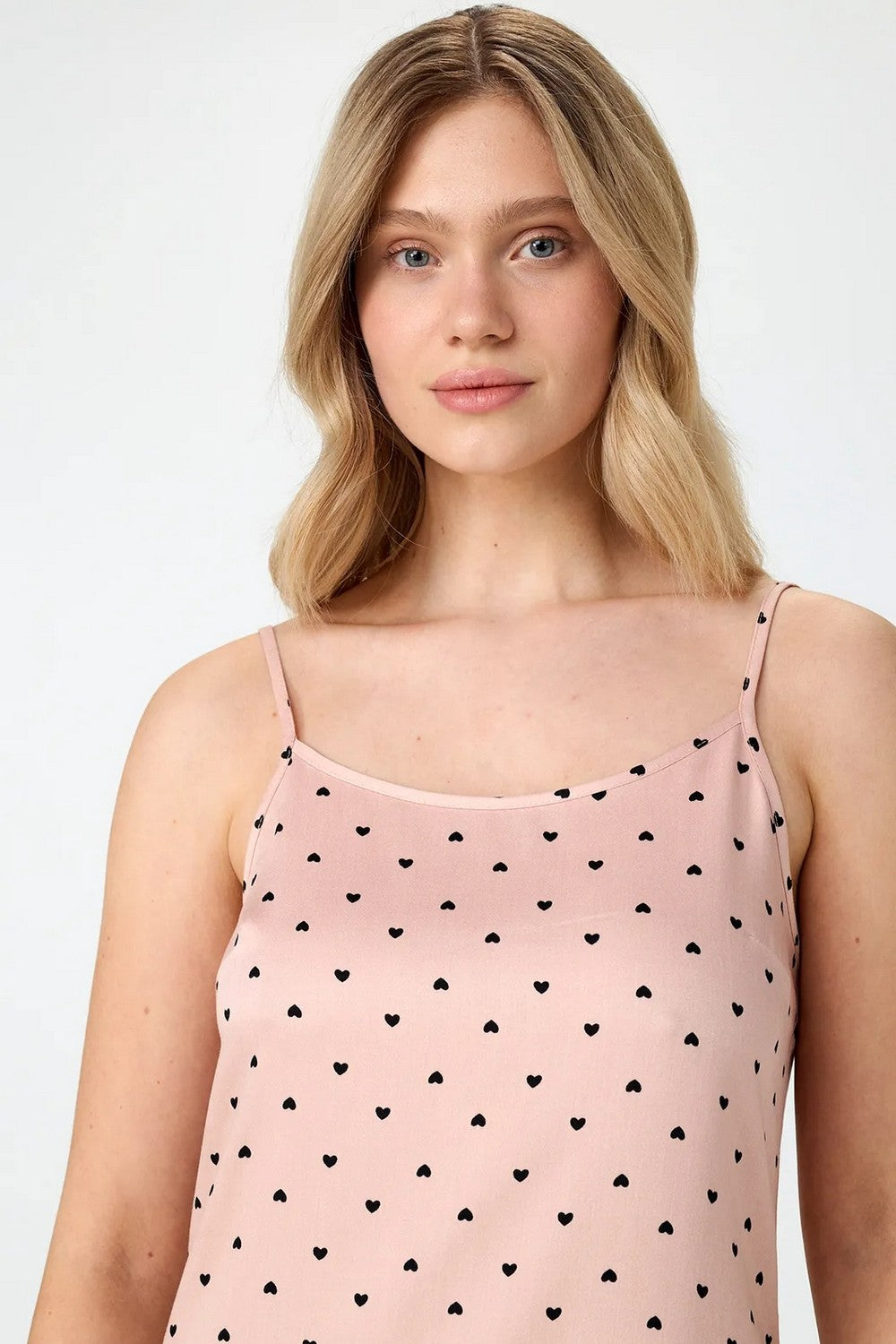 Нічна сорочка з сердечками LDB 128/15/01 Powder Love beige Ellen деталь