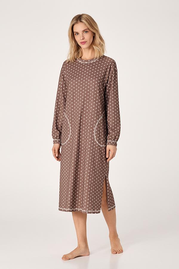 Нічна сорочка з бавовни LDF 121/47/04 Warm Feelings brown Ellen