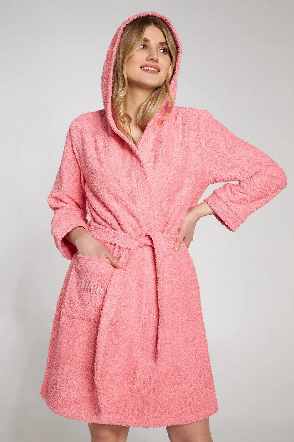 Махровий халат із кишенею LDG 101/001 Comfort pink
