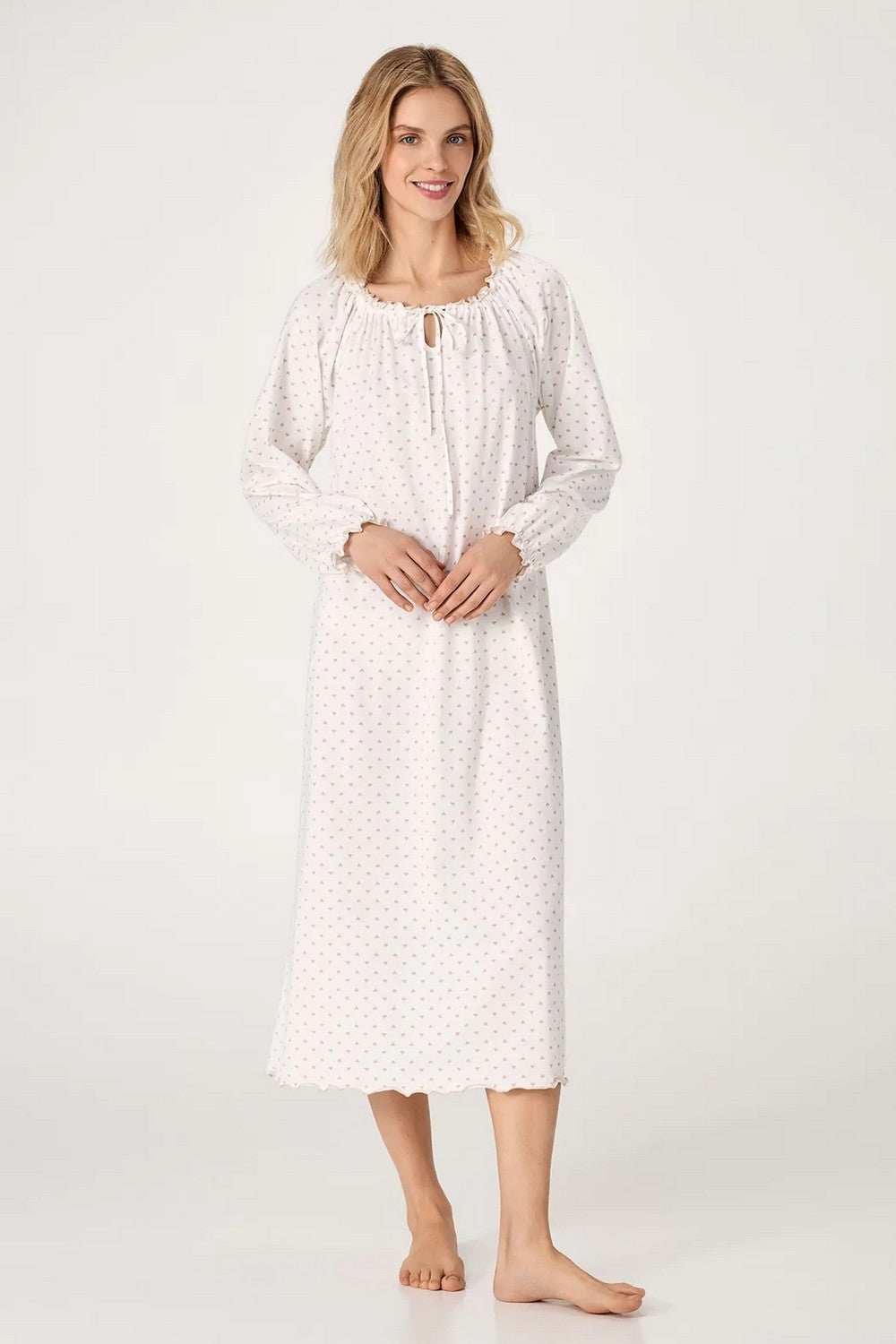 Нічна сорочка з сердечками LDK 108/14/01 Beige Romance Ellen