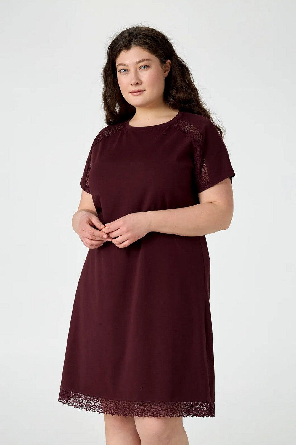 Нічна сорочка з бавовни LDK 120/27/01 Jennifer burgundy Ellen
