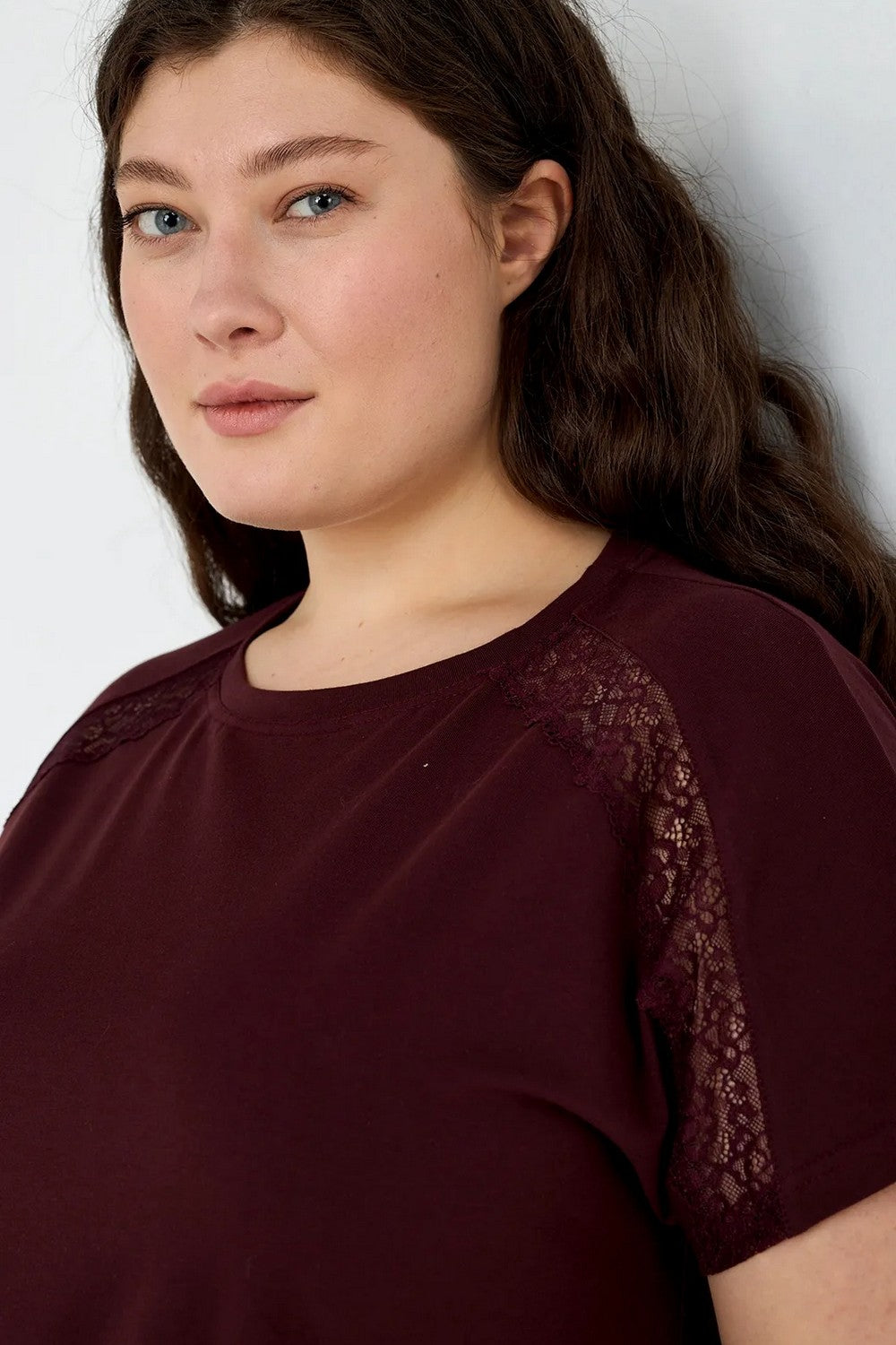 Нічна сорочка з бавовни LDK 120/27/01 Jennifer burgundy Ellen
