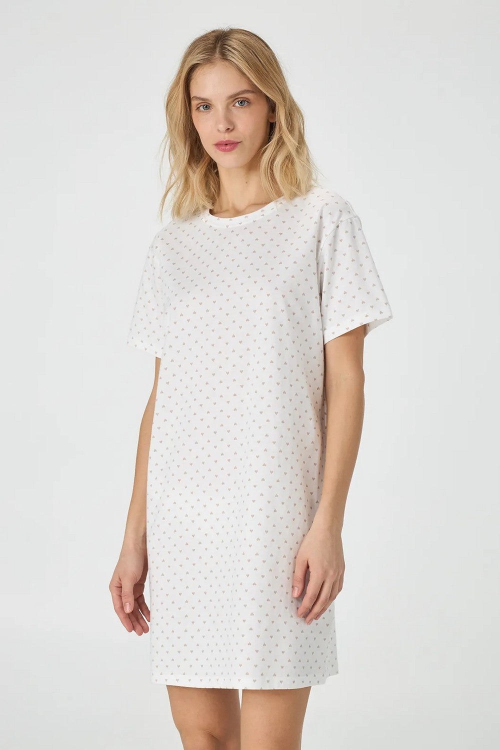 Нічна сорочка з сердечками LDK 129/15/05 Beige Romance Ellen