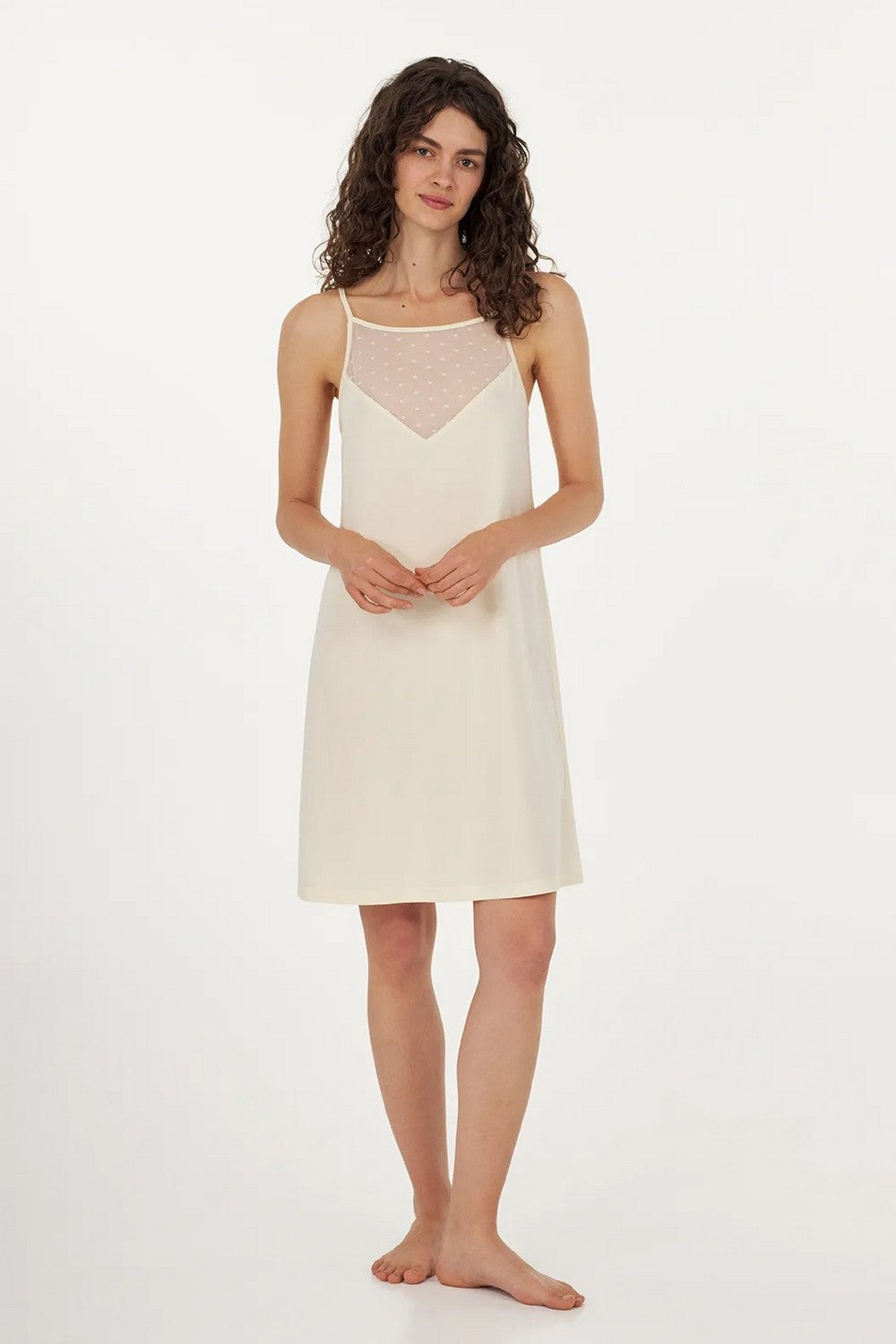 Ночная сорочка с микросеткой LDM 112/69/02 Cecilia Creamy cream