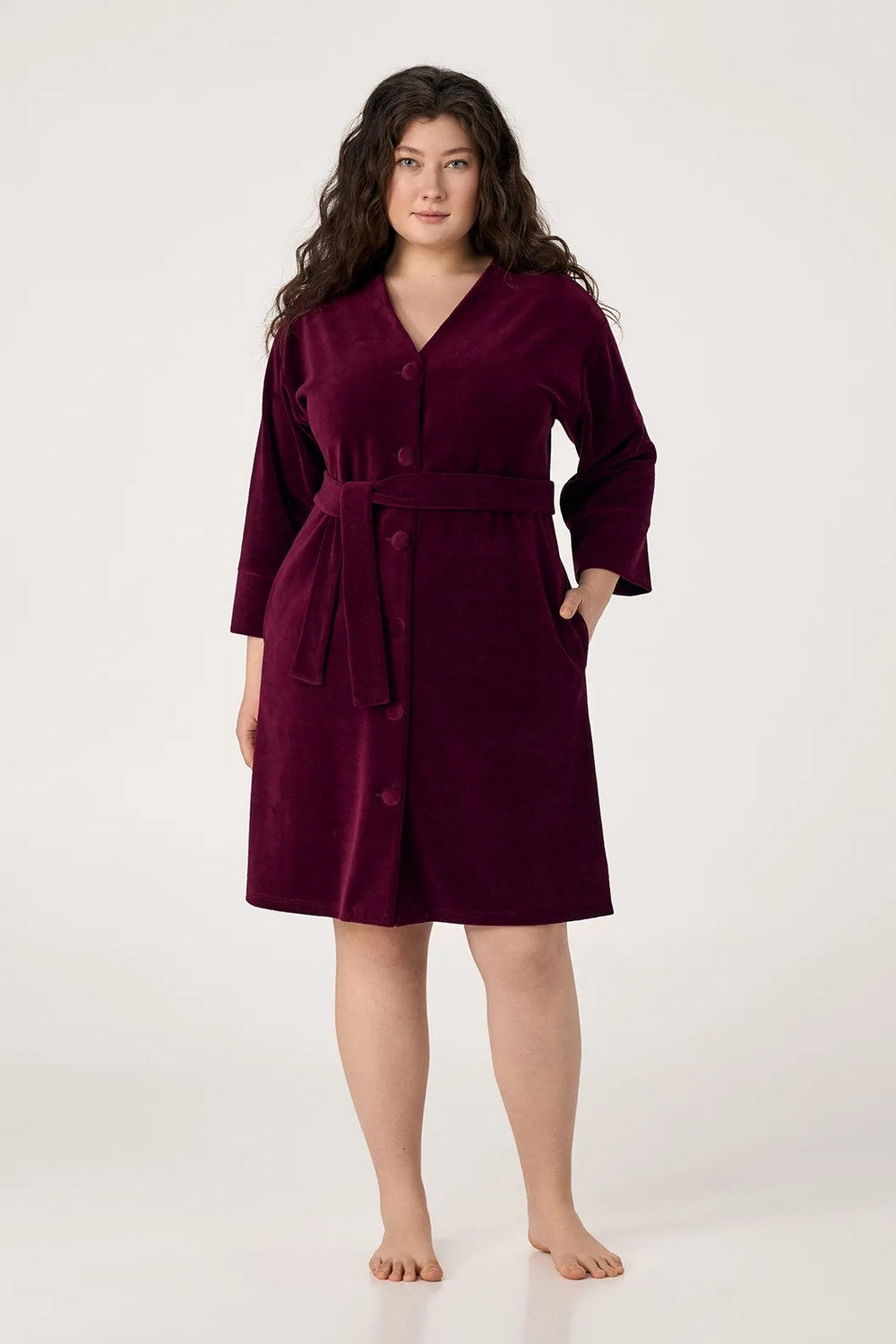 Халат з велюру LGV 214/00/04 Avery burgundy Ellen