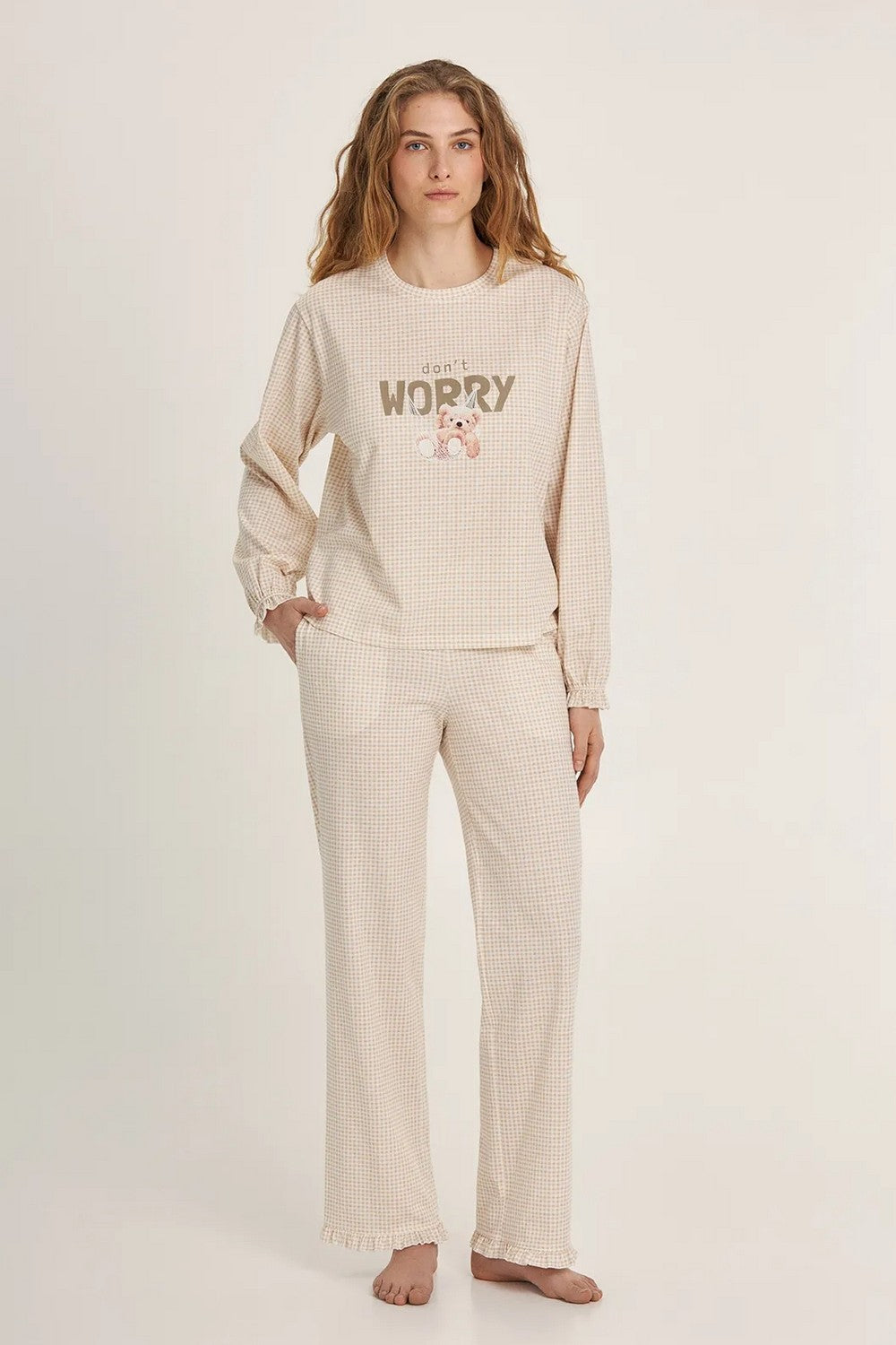 Хлопкова піжама з брюками LPK 0780/34/01 Dont Worry beige Ellen