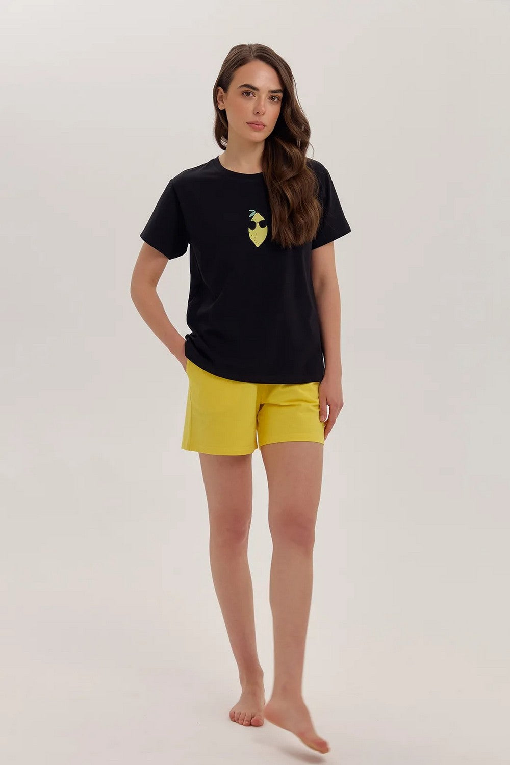 Хлопковая пижама с шортами LPK 2970/22/04 Lemon Style black