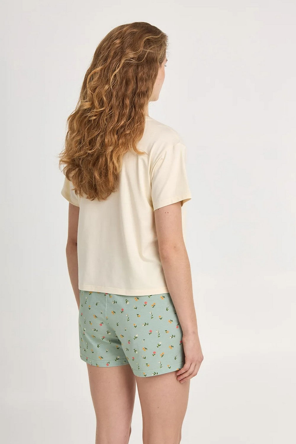 Хлопковая пижама с шортами LPK 2970/42/02 Green Meadow cream