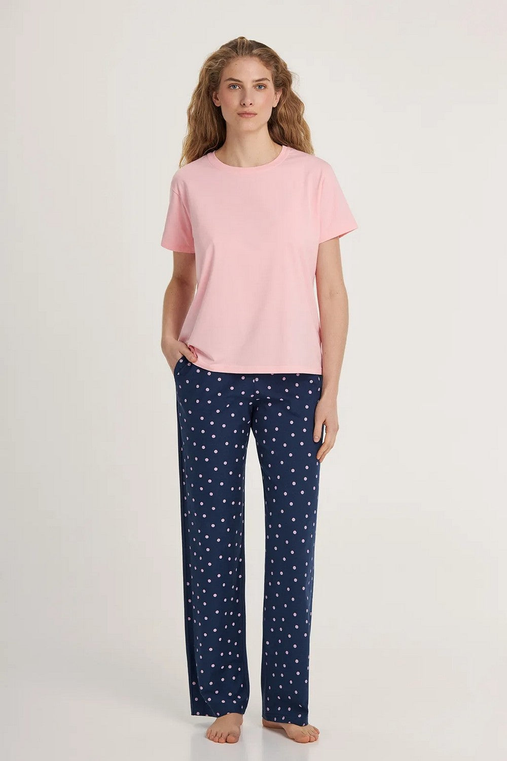 Хлопковая пижама с брюками LPK 2980/24/01 Rosy Raindrops rose