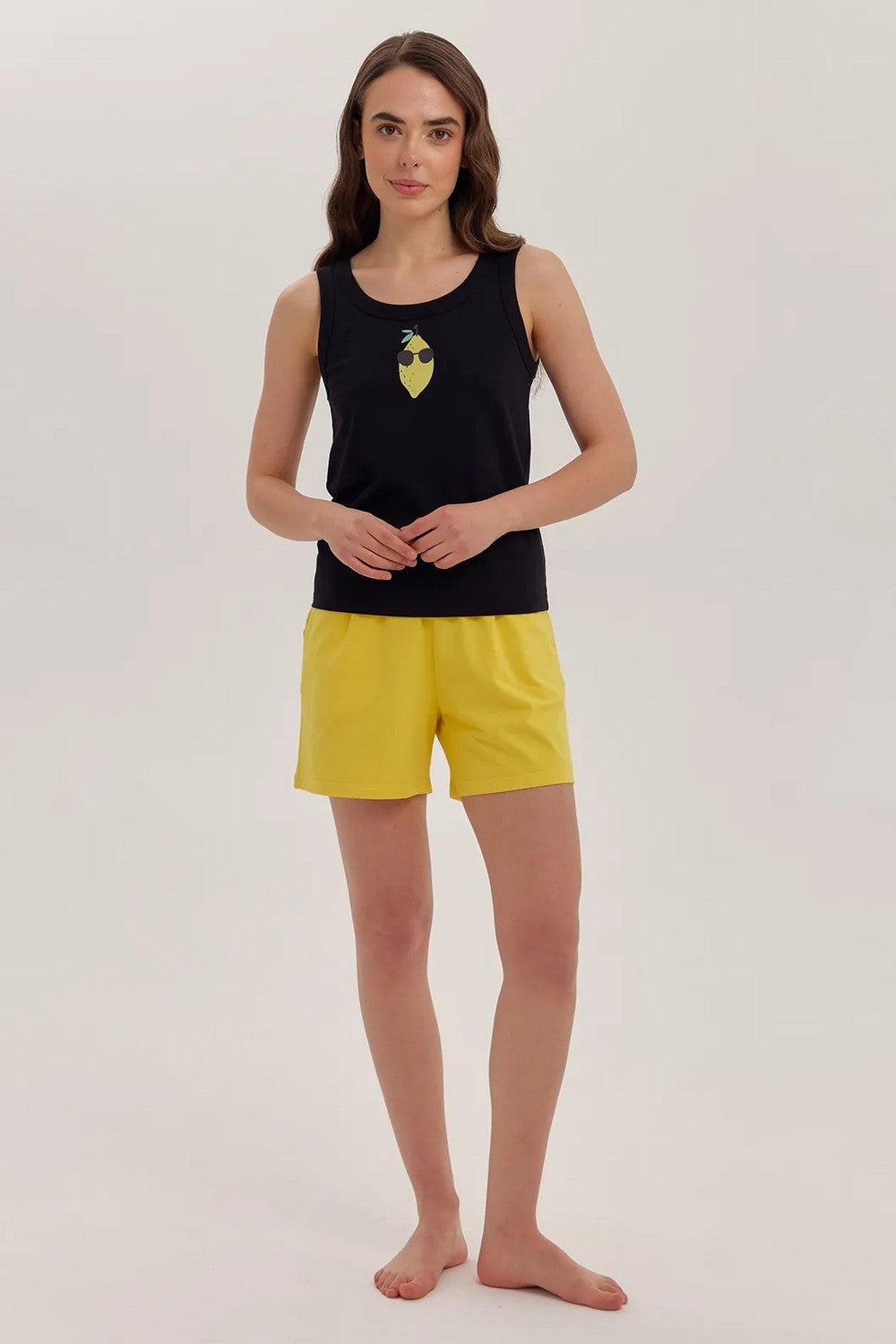 Хлопковая пижама с карманами LPK 4570/40/01 Lemon Style black