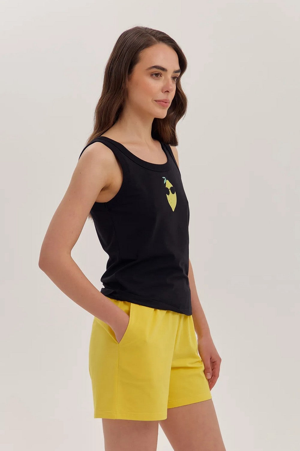 Хлопковая пижама с карманами LPK 4570/40/01 Lemon Style black