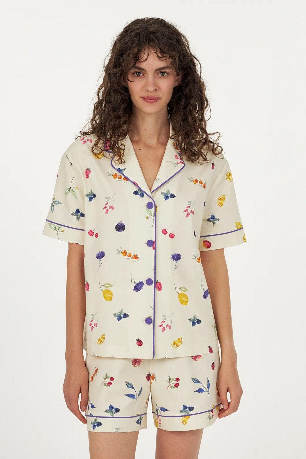 Хлопковая пижама на пуговицах LPK 5570/11/01 Fruity Delight cream