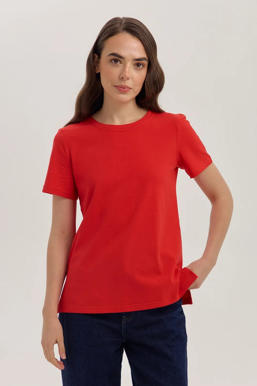 Однотонна футболка з бавовни LSK 20/16/01 Miss Color red