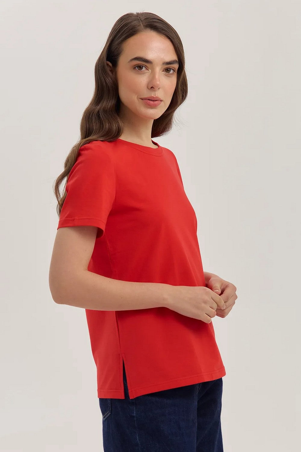 Однотонная футболка из хлопка LSK 20/16/01 Miss Color red