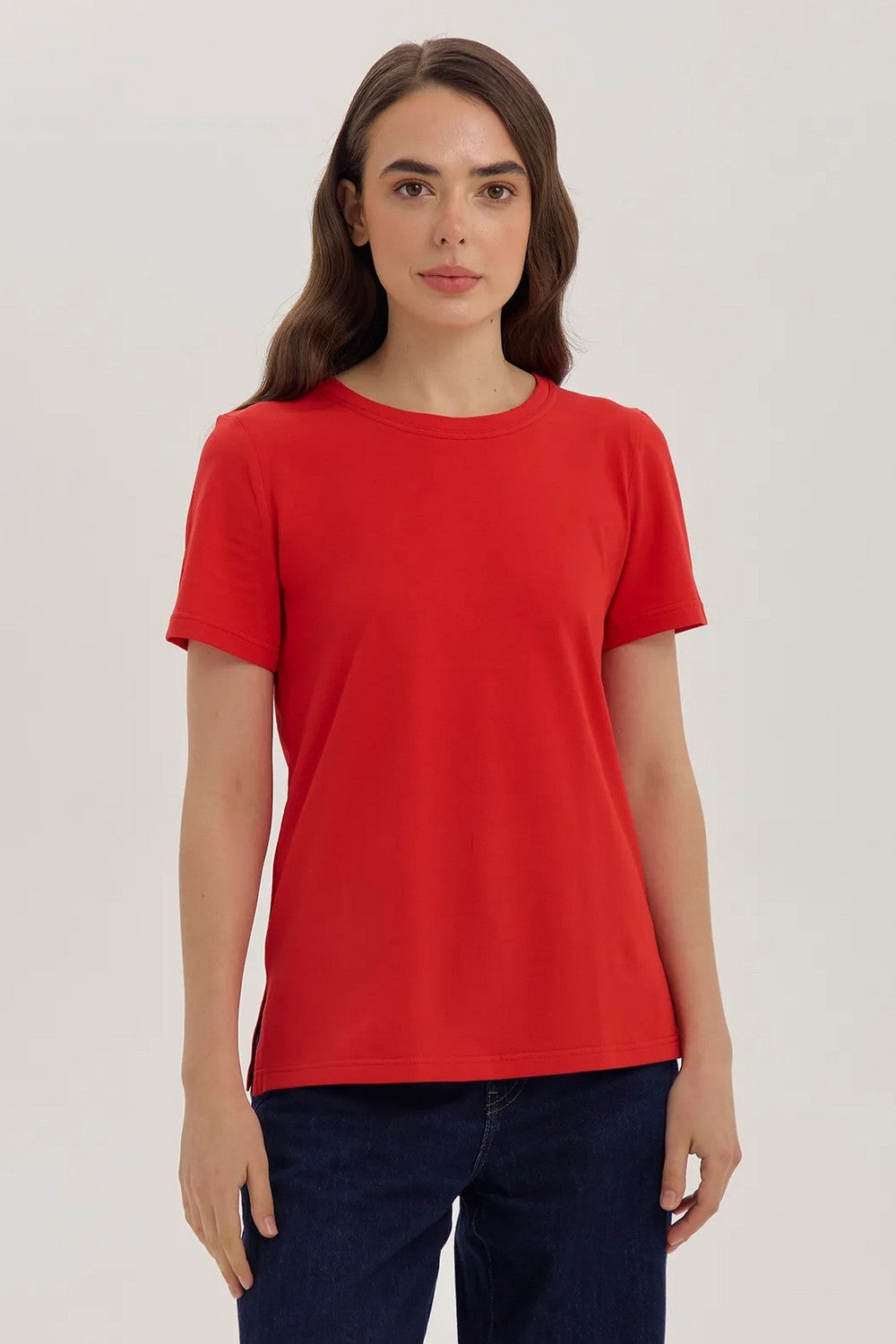 Однотонная футболка из хлопка LSK 20/16/01 Miss Color red