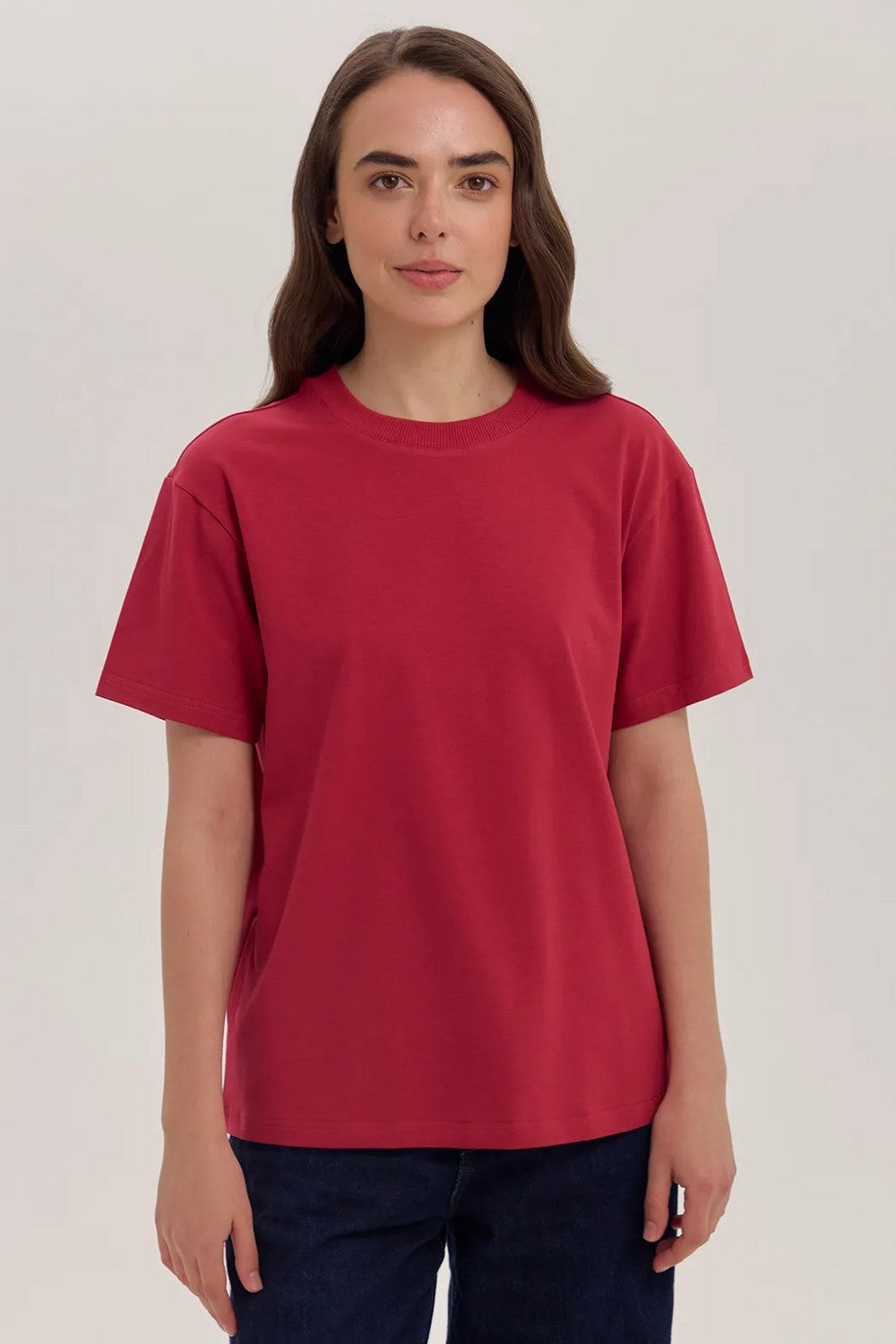 Однотонная футболка из хлопка LSK 29/24/06 Miss Color burgundy