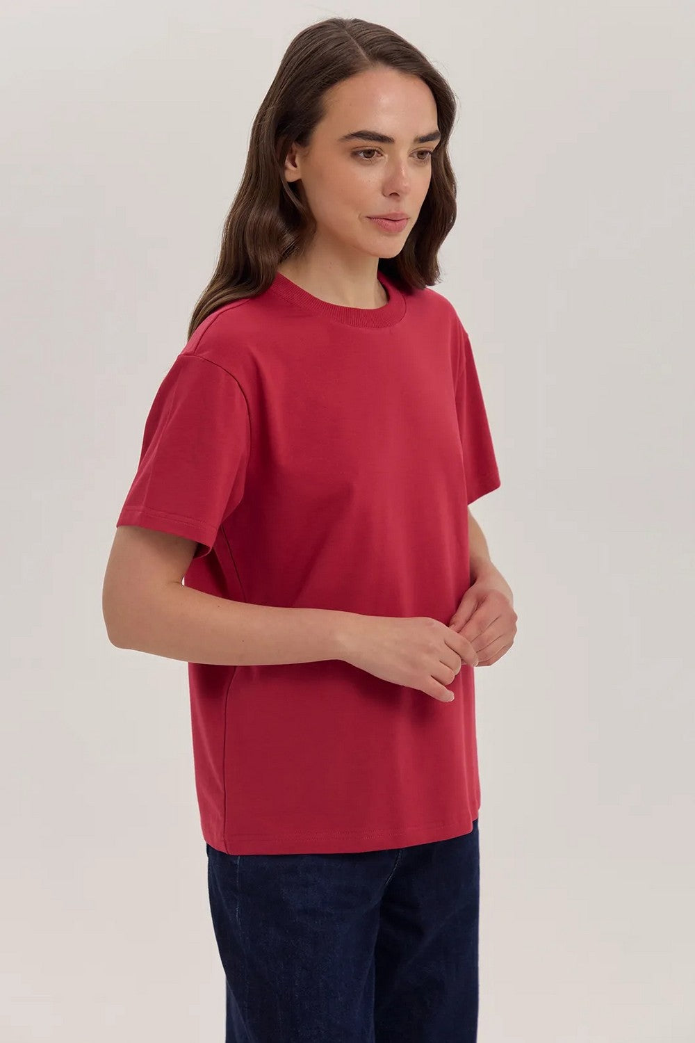 Однотонная футболка из хлопка LSK 29/24/06 Miss Color burgundy