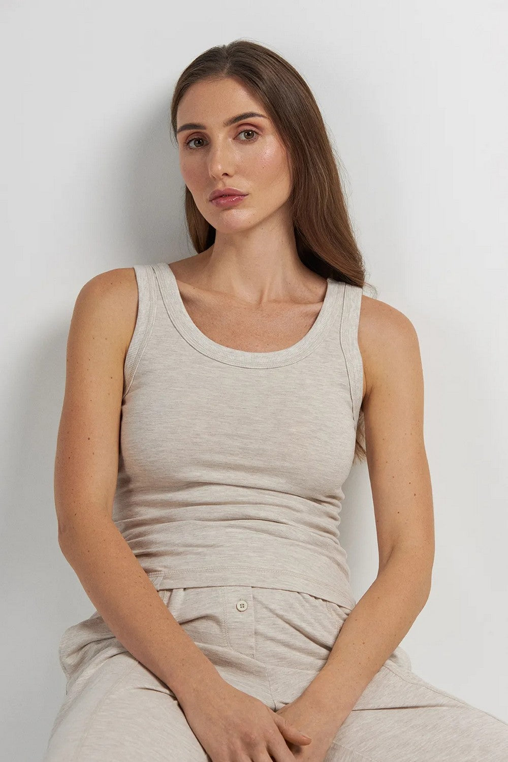 Майка из хлопка LVK 45/11/03 Basic beige