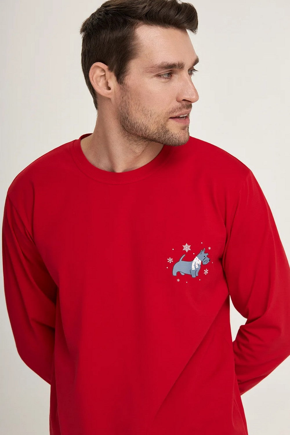Мужская пижама из хлопка MPK 0180/04/03 Snowy Weather red