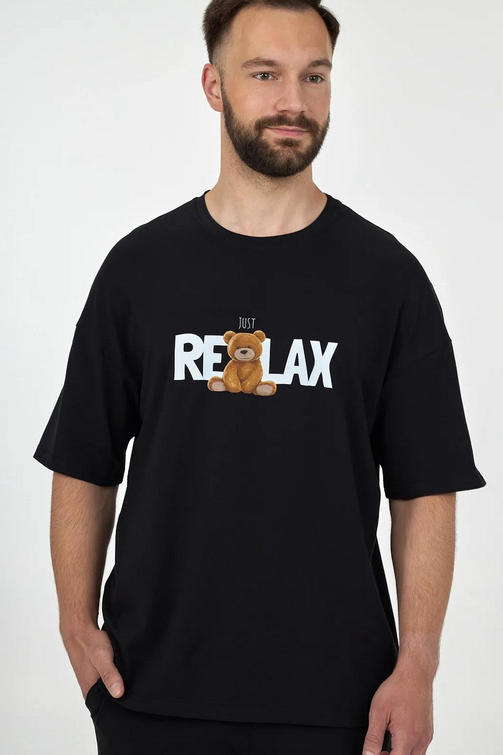 Мужская пижама с мишкой MPK 2371/01/03 Just Relax black
