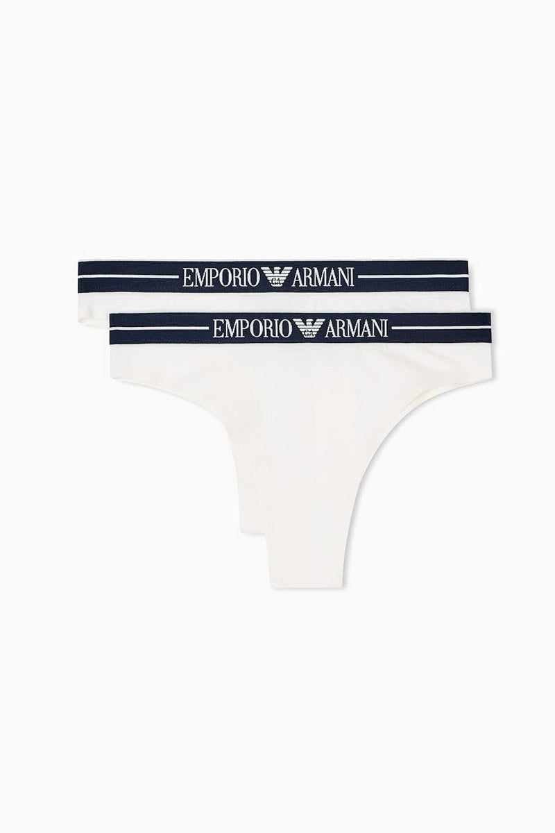 Бавовняні трусики бразіліана 22444694 (2 шт.) milk Emporio Armani
