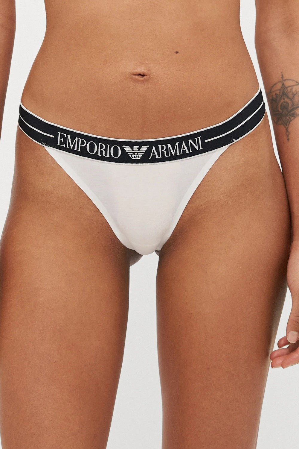 Бавовняні трусики стрінги 276309193 (2 шт.) white Emporio Armani