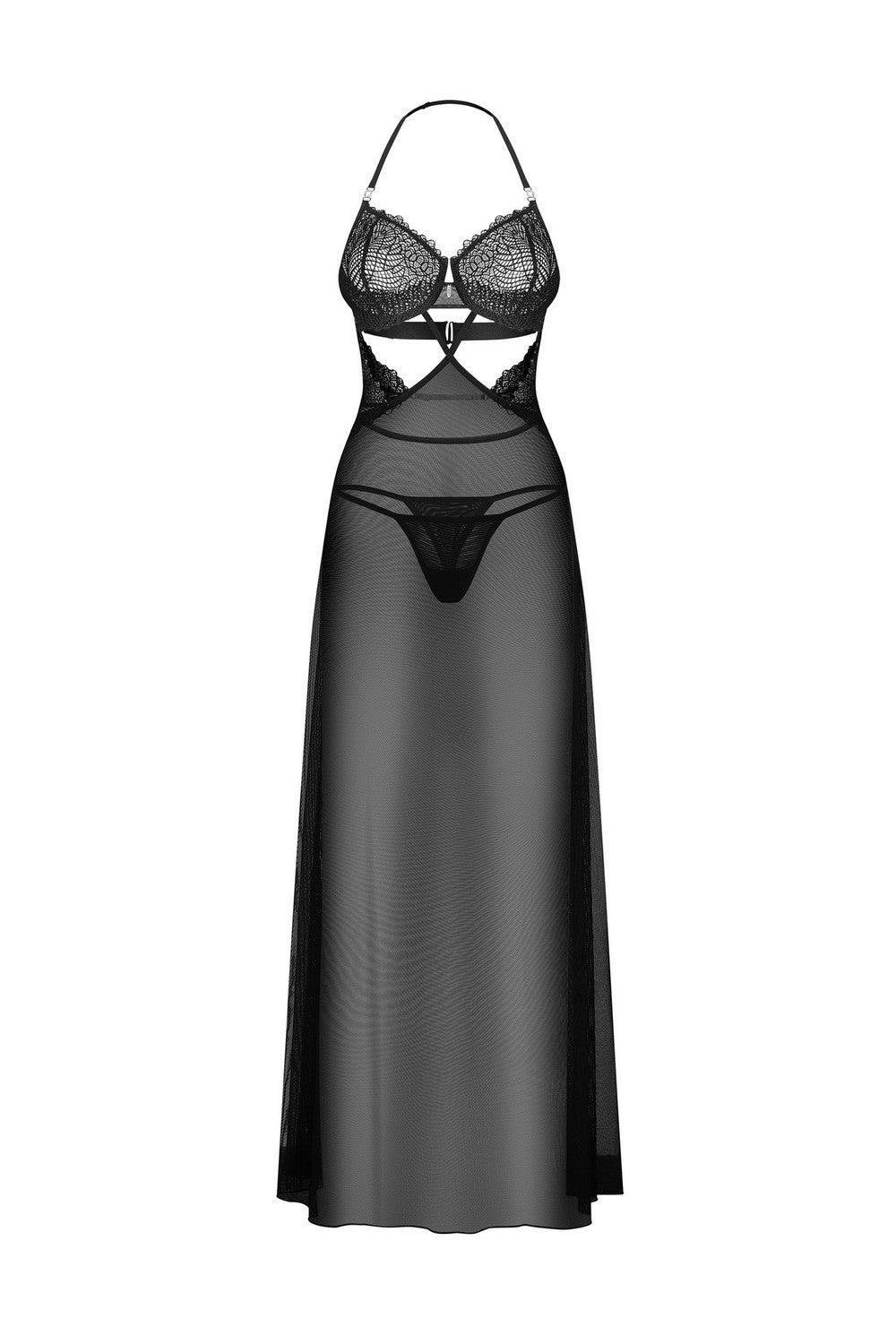 Длинная сорочка из микросетки Iliosa black