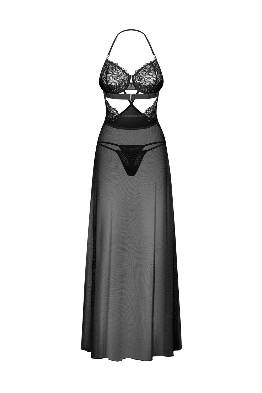 Довга сорочка з мікросітки Iliosa black