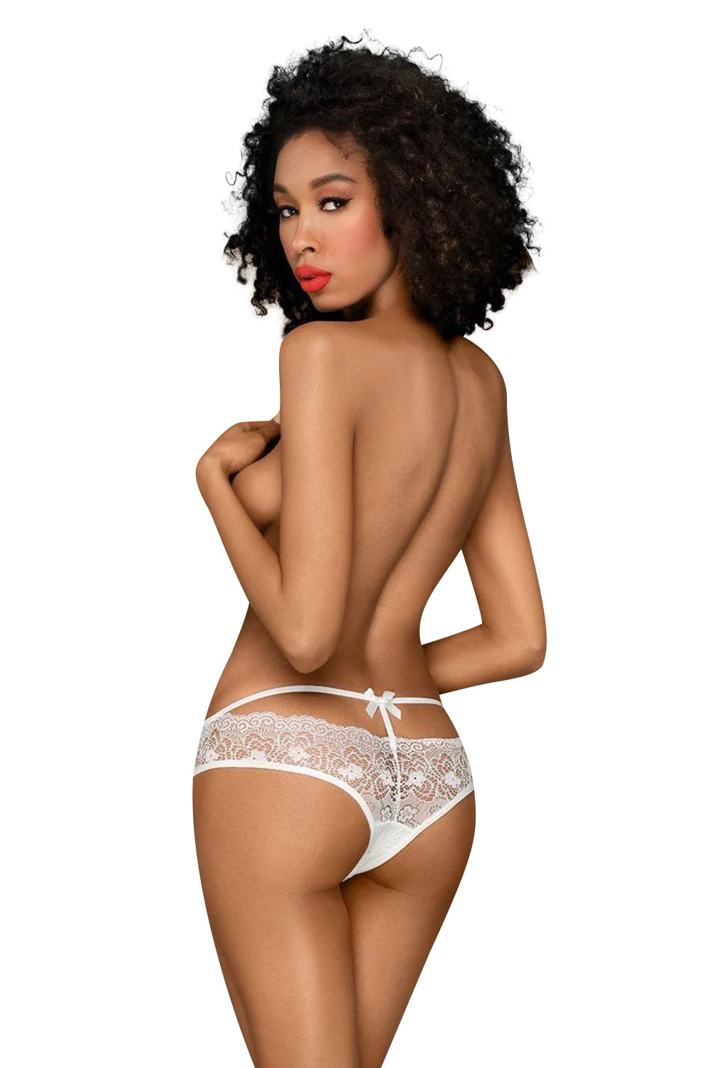 Кружевные трусики слип Adore me white