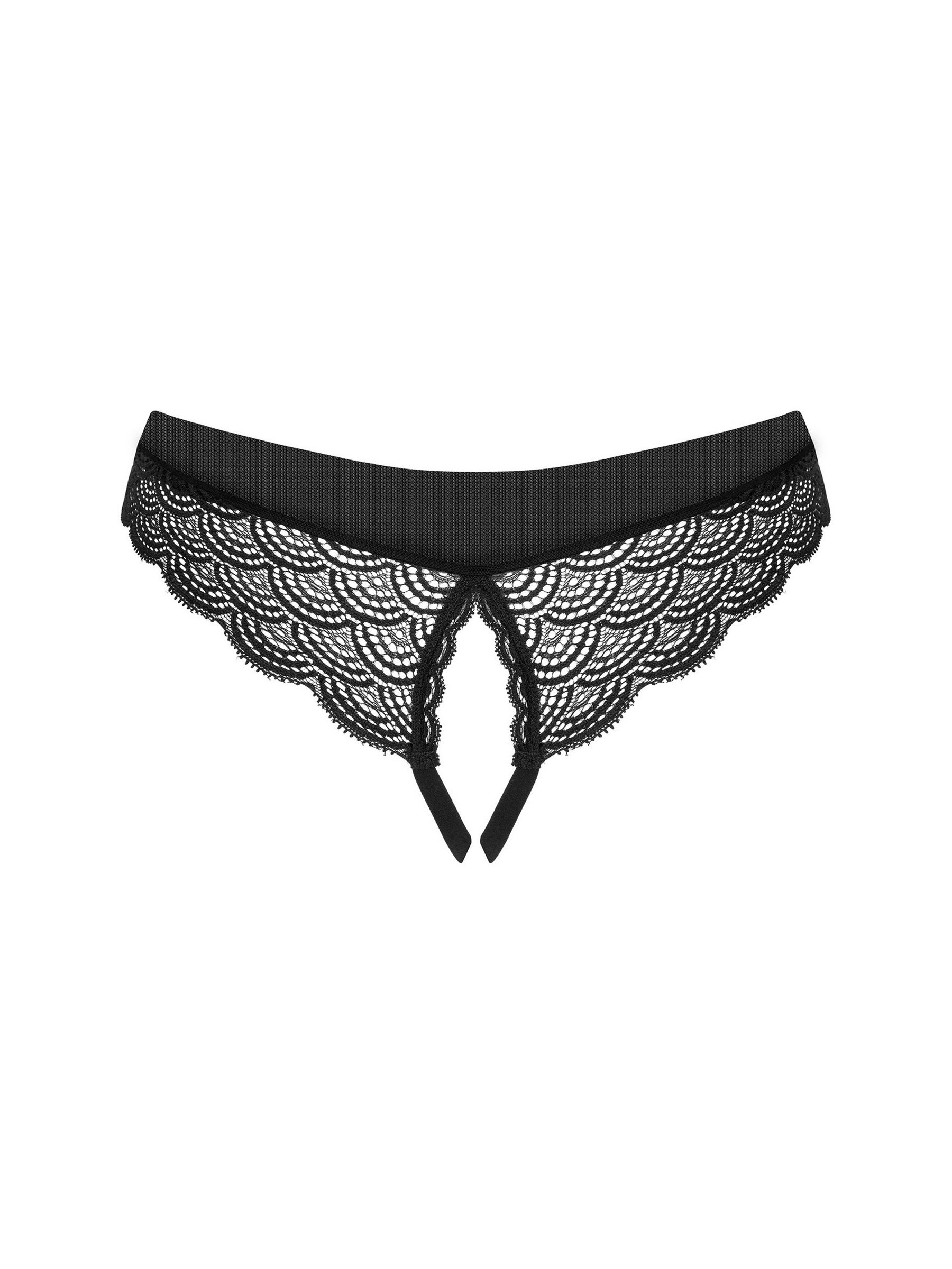Кружевные трусики с разрезом Chemeris black