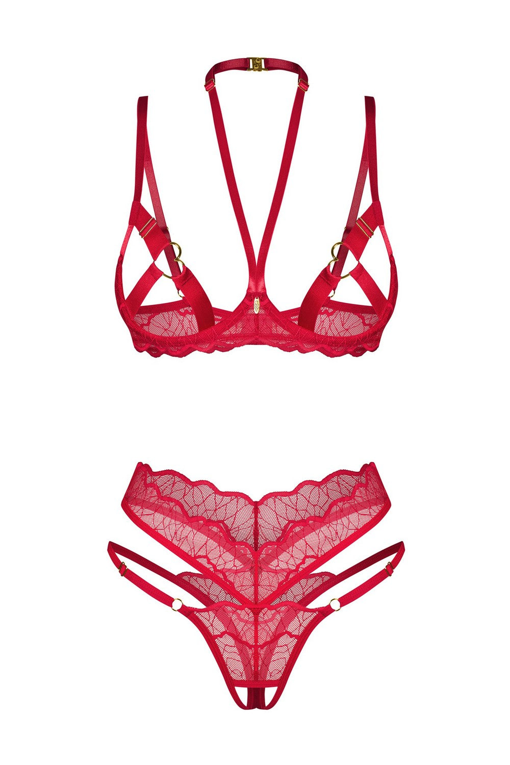 Комплект белья с открытой грудью Cupide Desir red