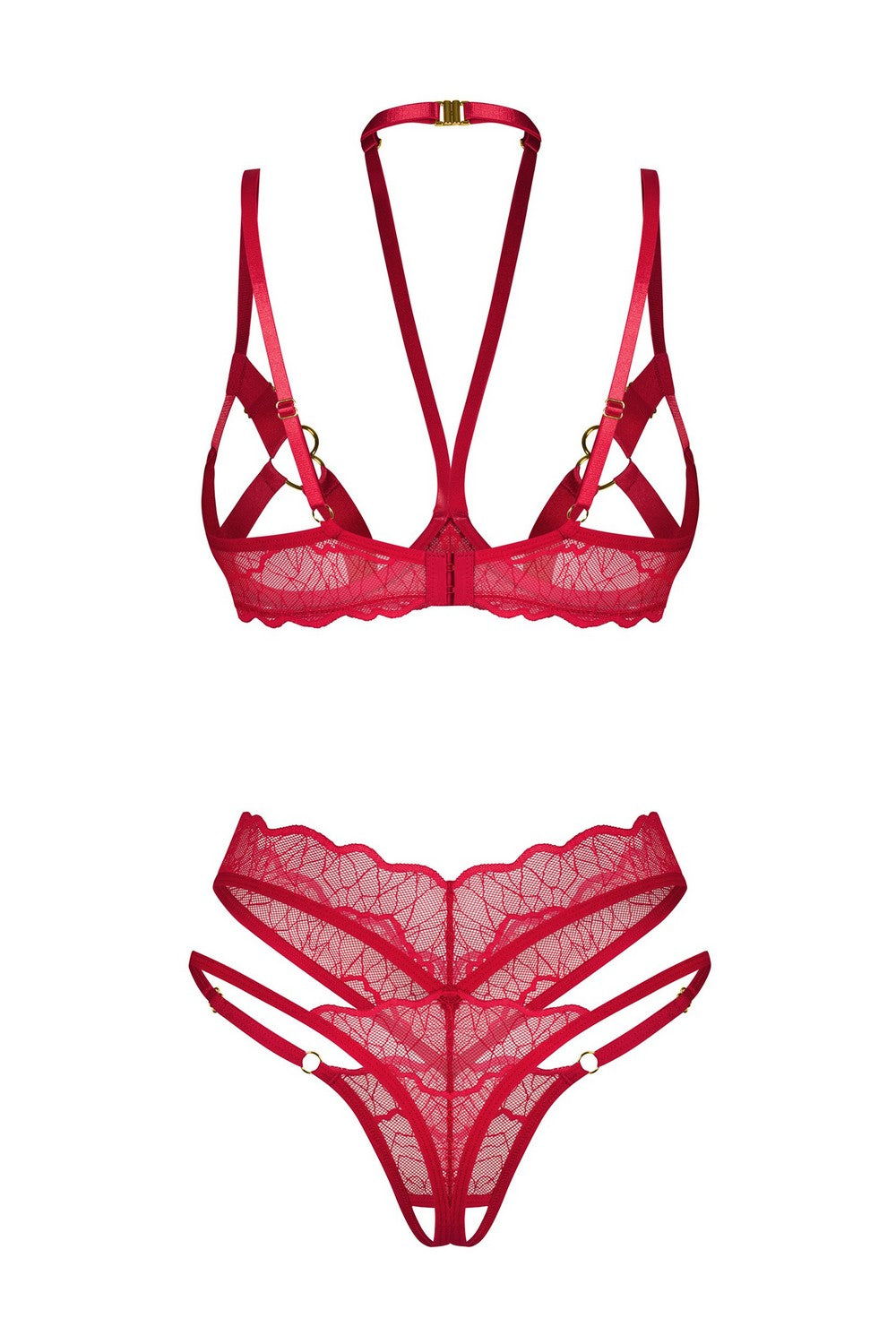 Комплект белья с открытой грудью Cupide Desir red