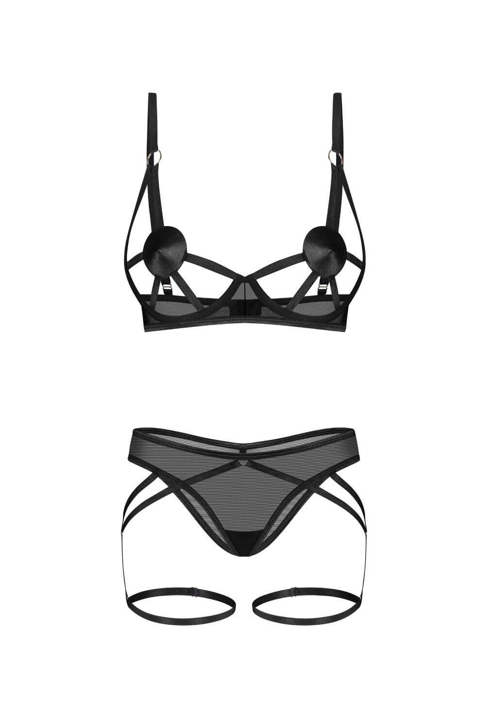 Комплект из микросетки с гартерами Euridia black