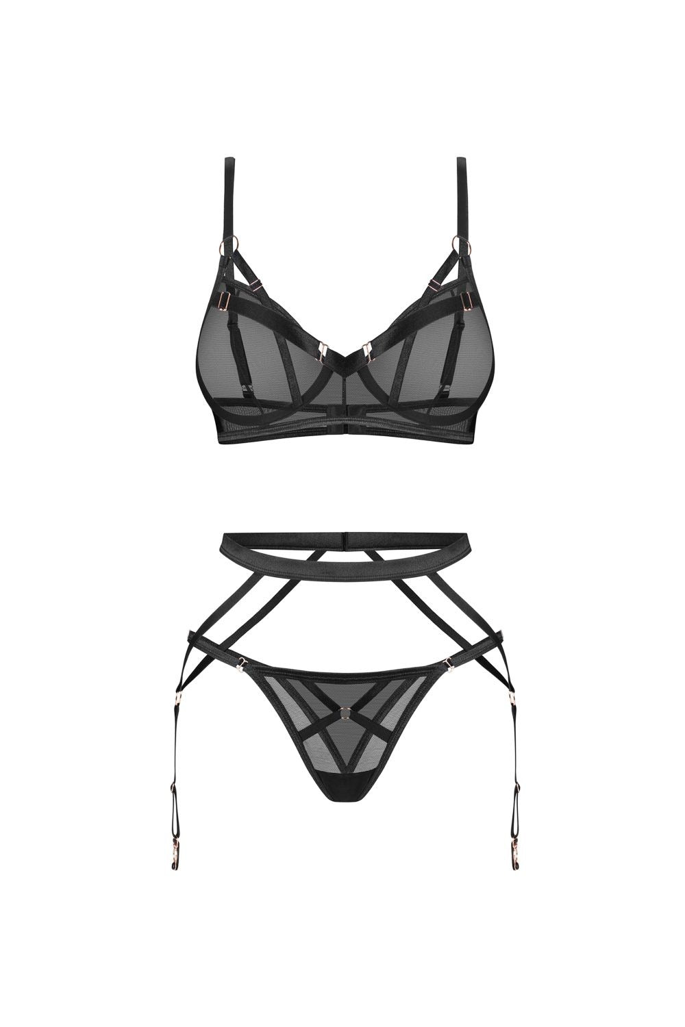 Комплект из микросетки с поясом Euridia black