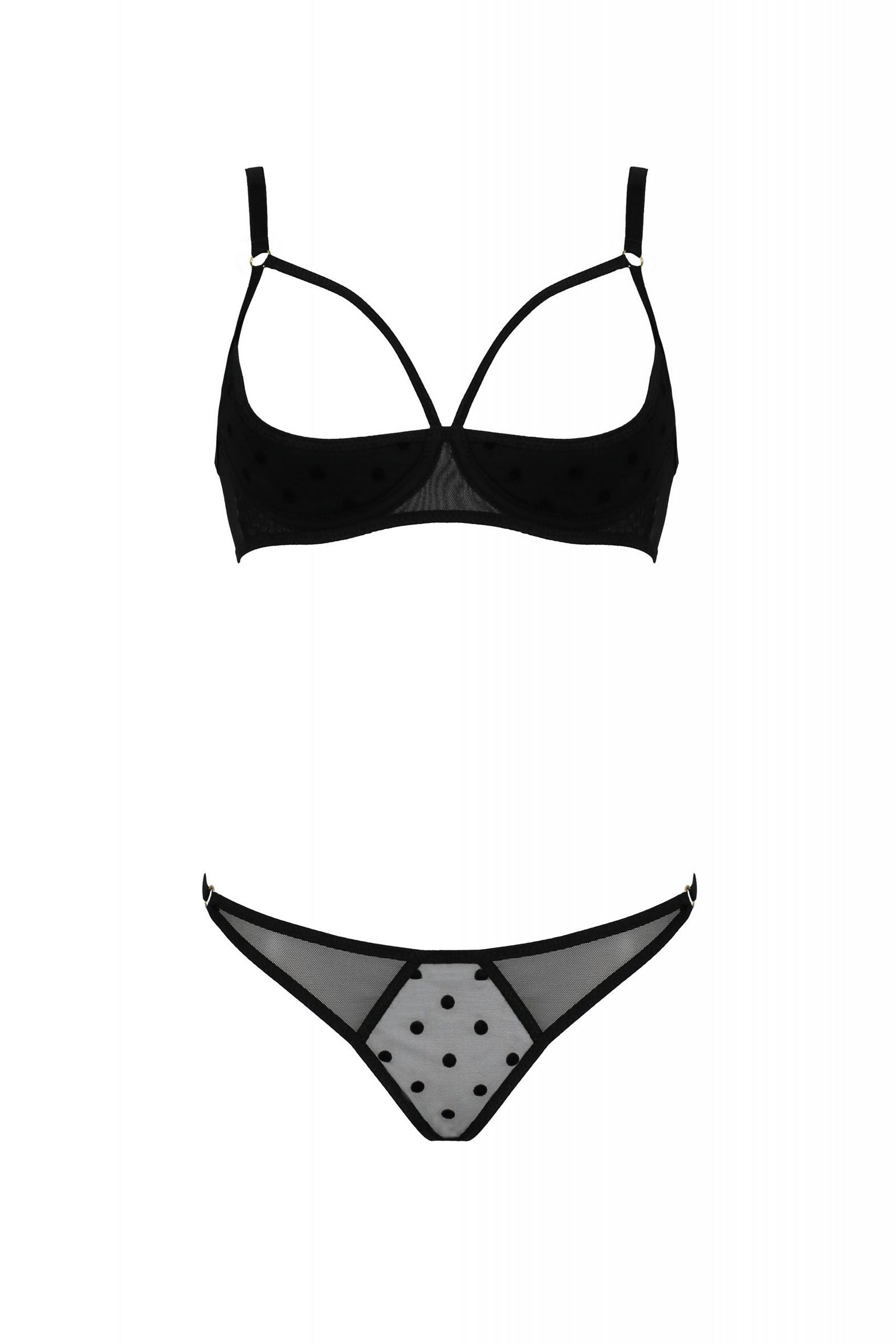 Еротичний комплект з відкритими грудьми Marina black