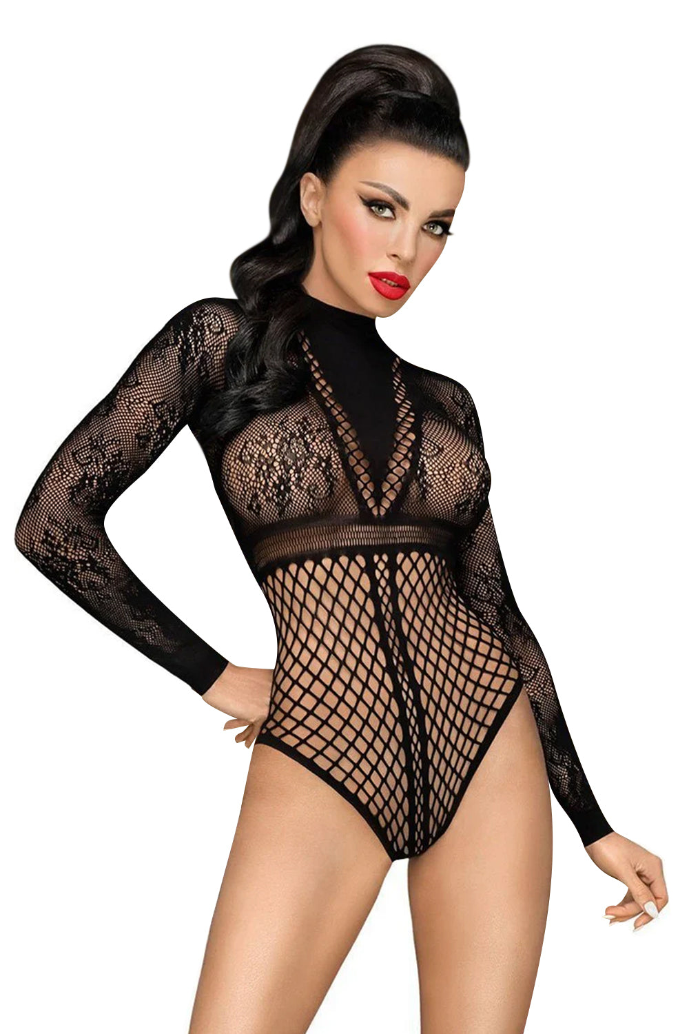 Сексуальное боди с рукавами Spicy whisper black