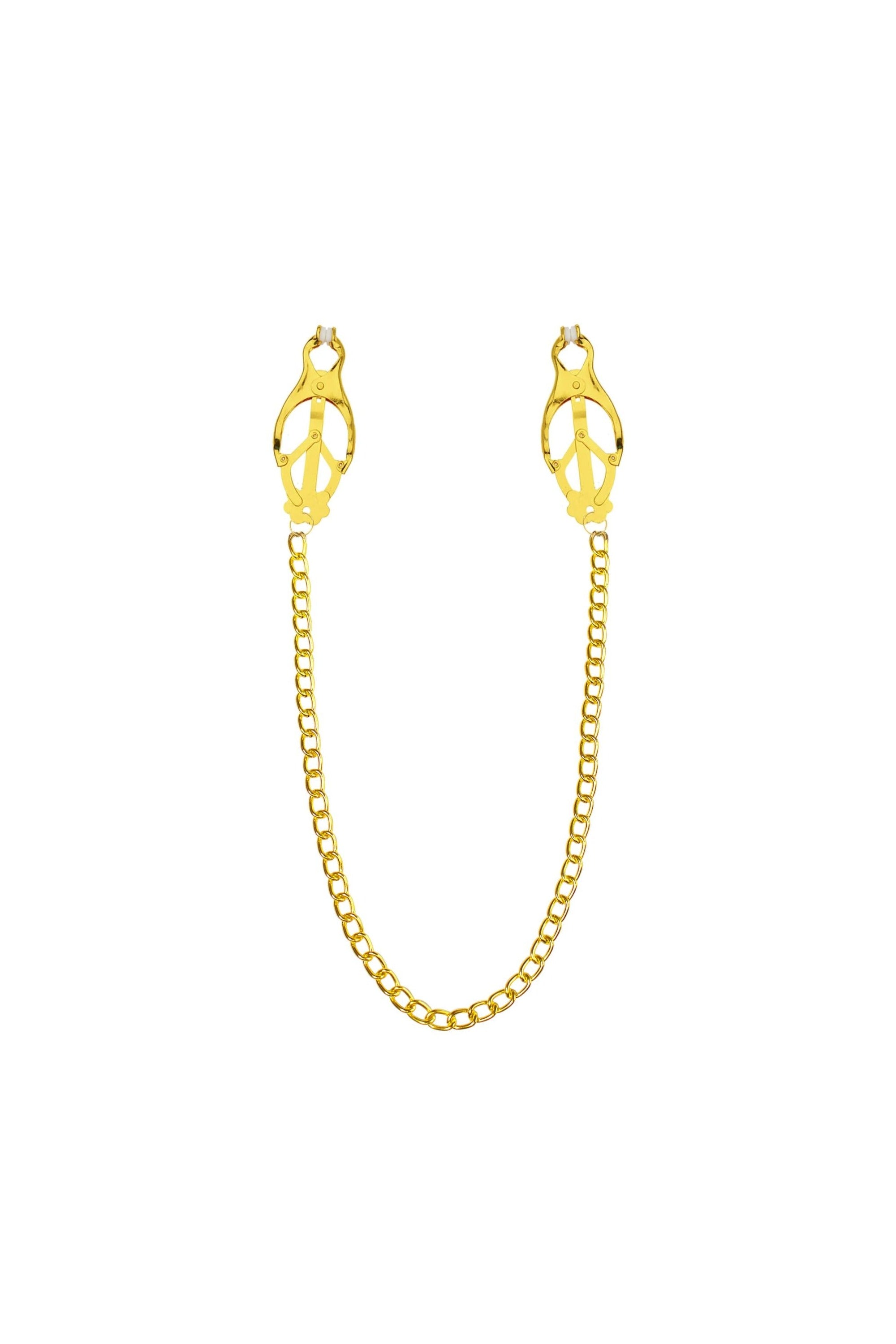 Зажимы для груди с цепочкой Clover nipple clamps gold/white