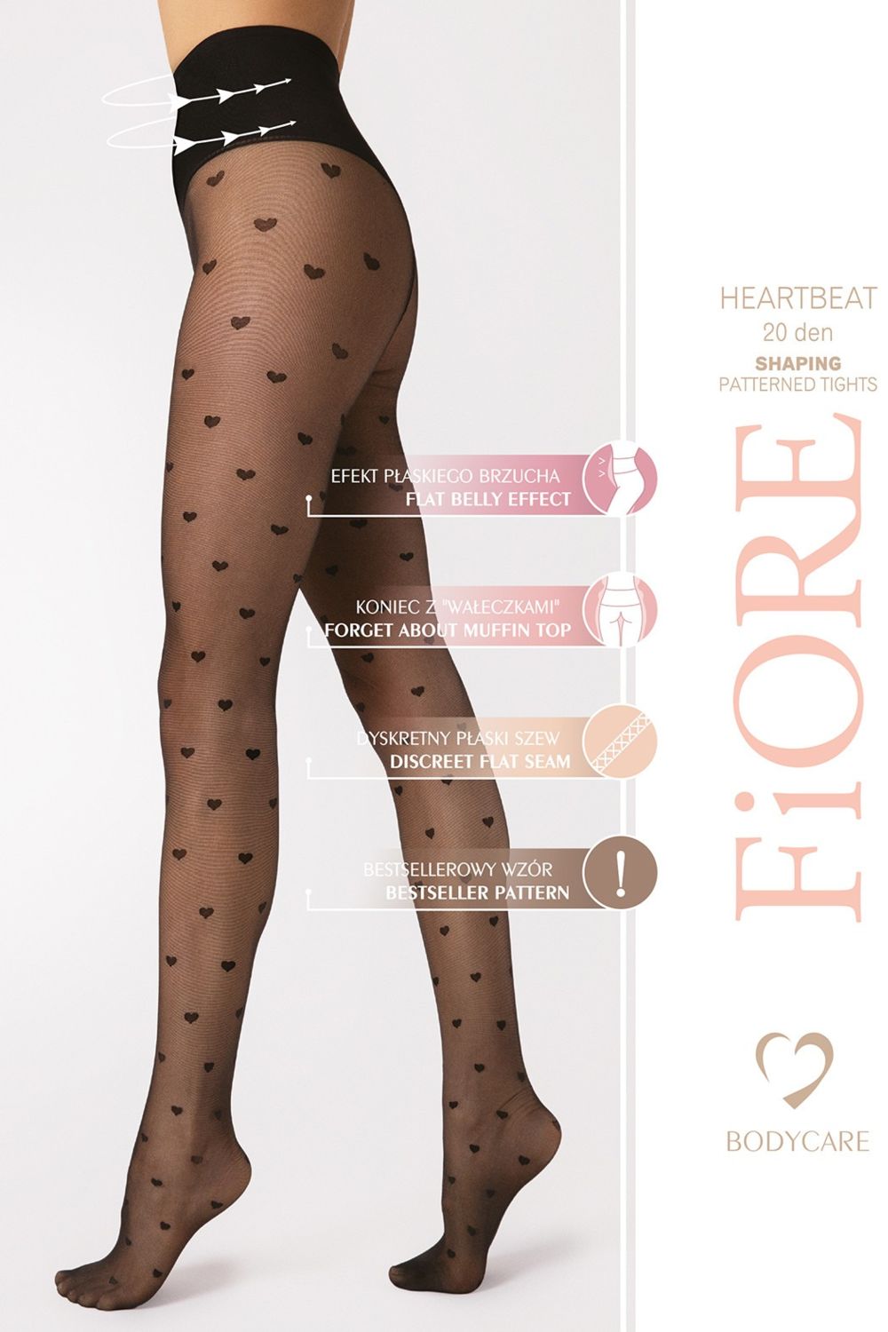 Матовые колготки с сердечками Heartbeat F5007