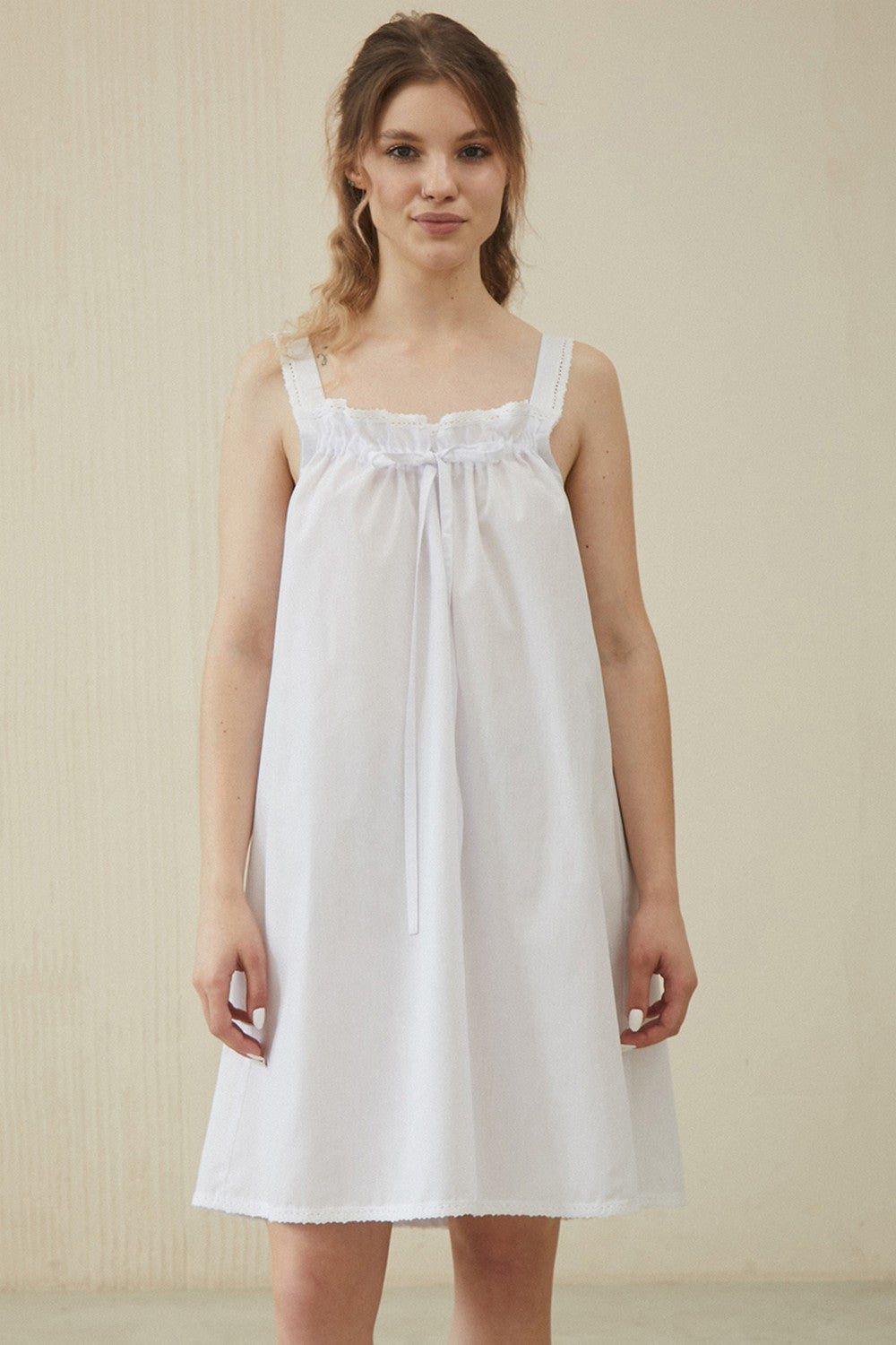 Хлопковая сорочка с кружевом Ameli HL0064-02-20 white